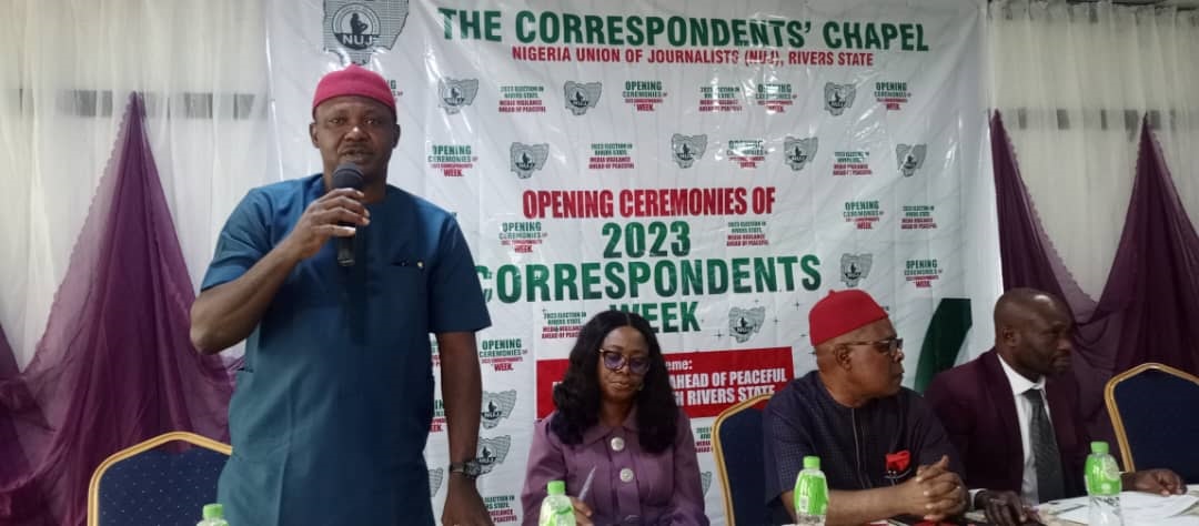 Mark Osulo, Director and Head, Voter Education and Publicity,INEC, Rivers State at Correspondents' Chapel.