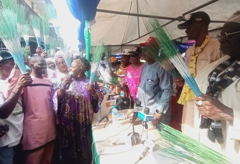 Hundreds of PDP members led by Alhaja Aolat Olatunde, the party's Women Leader at Ward C in Ikeja area of Lagos defect to APC.