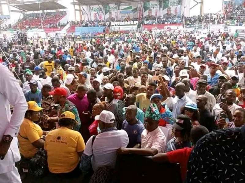 Large crowd at APC's rally in Port Harcourt, Rivers State.