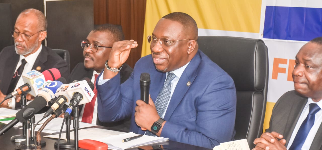 Egube and others during the press conference.