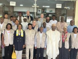 INEC Chairman Prof. Mahmood Yakubu with members of   Commonwealth Election Observers Mission