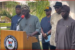 Sanwo-Olu addressing the media