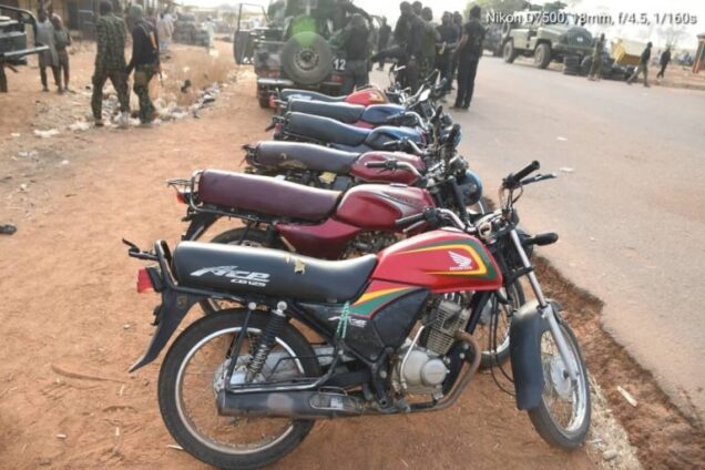 Motorcycles recovered from bandits by troops in Kaduna