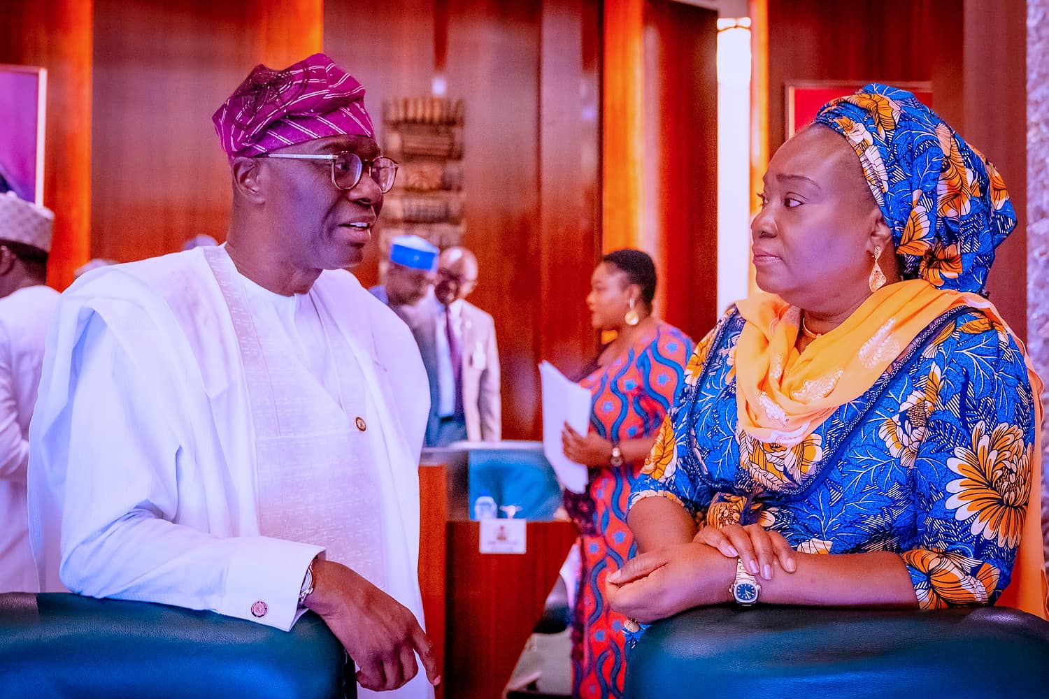 Governor Sanwo-Olu and Head of Service, Yemi Esan at the Council of State meeting