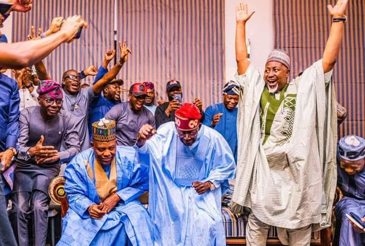 It was excitement at the Abuja residence of Sen. Bola Tinubu of All Progressives Congress, APC as he was declared winner of Feb. 25 presidential election early Wednesday morning. 