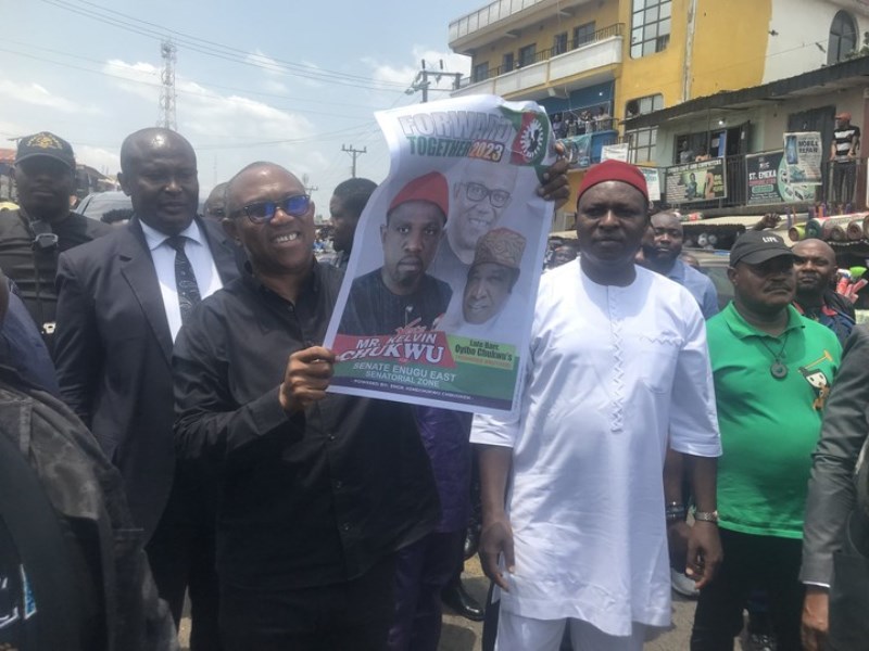 The LP's presidential candidate campaigning for the Enugu governorship candidate