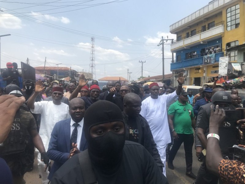 Obi in Enugu campaigning for the LP's governorship candidate in Enugu.