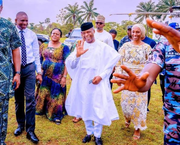 The vice president and his wife arrives Ikenne