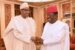 Buhari and Umahi during the visit to the State House, Abuja on Tuesday.