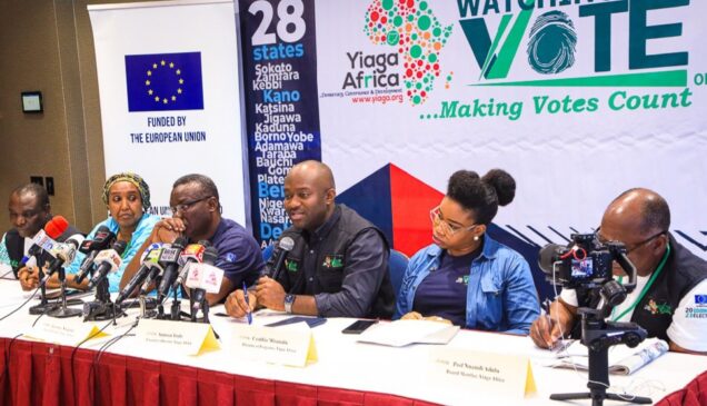 Yiaga Africa team speaking a press conference