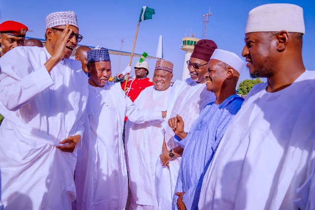 Buhari arrives Katsina for governorship, house of assembly elections.