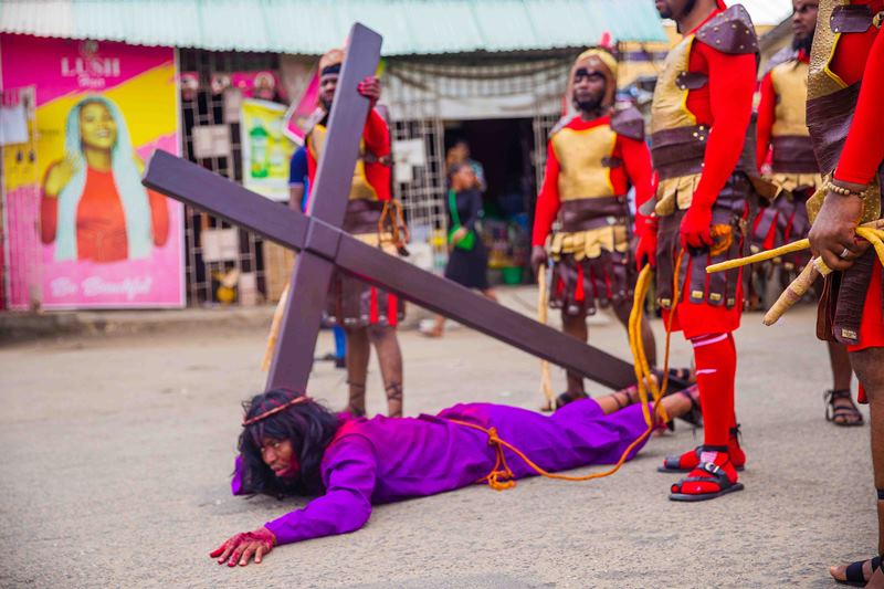 The drama unit of St Dominic Catholic Church acting out the Passion of Christ