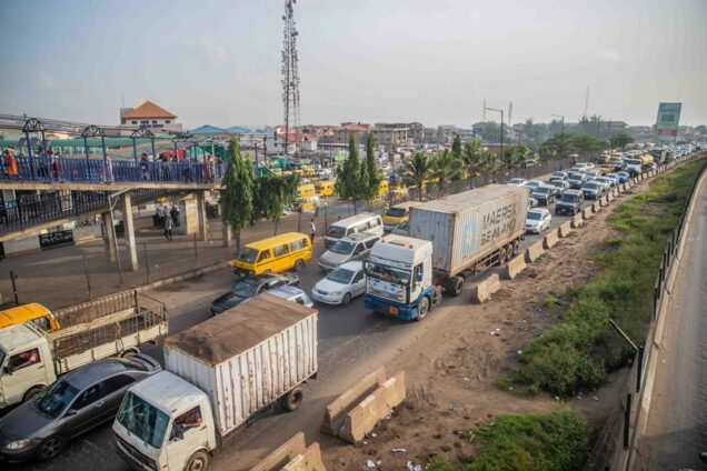 Traffic congestion on the Lagos Ibadan Expressway Ojodu Berger due to the ongoing road repairs by Julius Berger