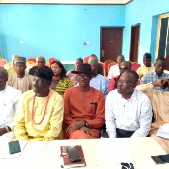 National Chairman LP, Mr. Julius Abure (middle), flanked by Chairman of Chairmen, Chief Rotimi (left), Kelly Ogbaloi, Edo State Chairman (right) and others.