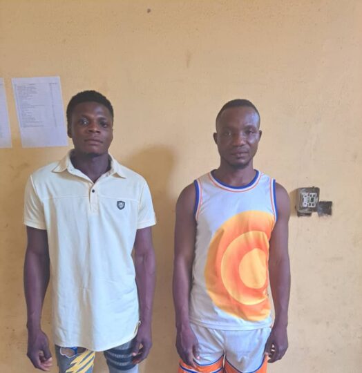 Police arrest Ogun hotelier, Paul Niwa and one Michael Odunayo for stealing a bus belonging to a company in Shagamu area of the state.