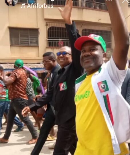 Peter Obi of Labour Party campaigning for Victor Afam Ogene ahead of the supplementary election into Ogbaru Federal Constituency