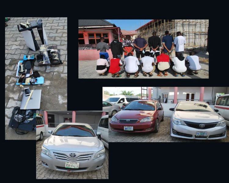 The suspected fraudsters and items recovered from them