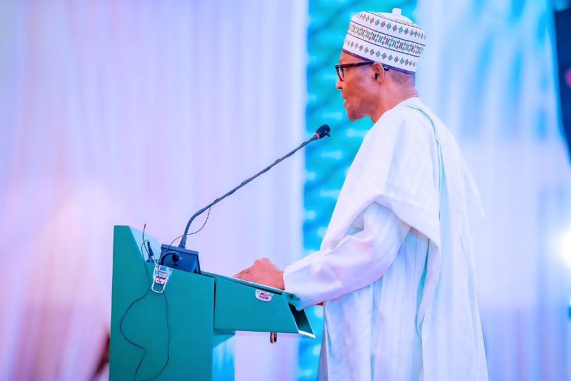 Buhari speaking at the event