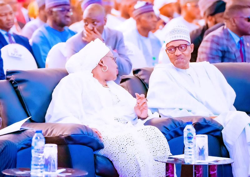 The president and his wife, Aisha at the event
