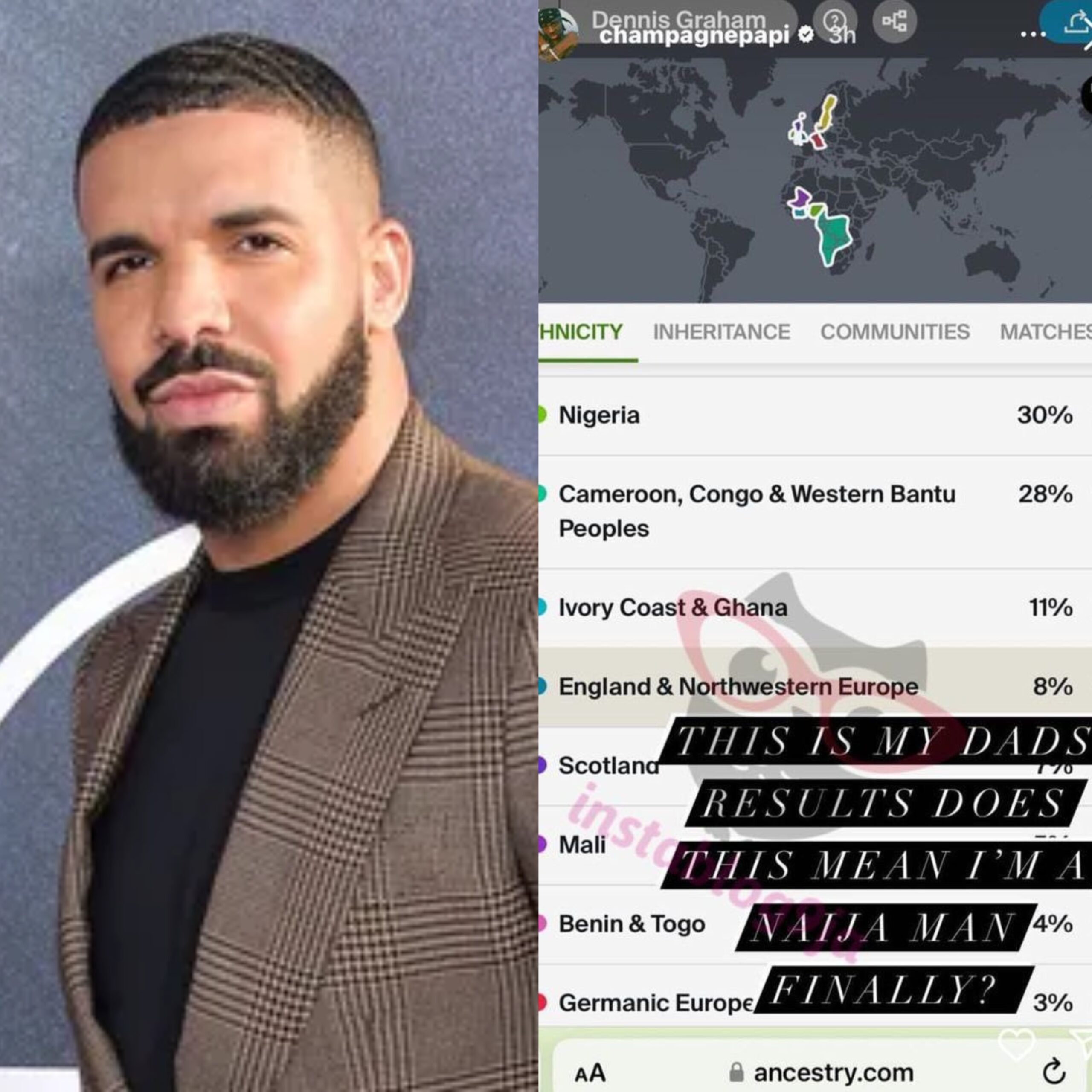 Drake's DNA ancestry shows he is 30 Nigerian P.M. News