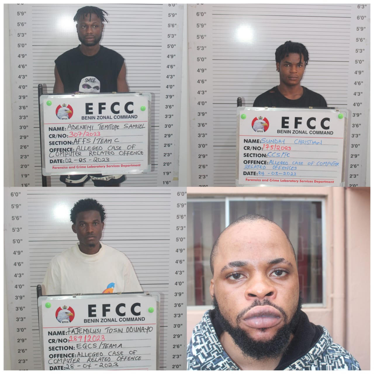See faces, names of internet fraudsters sent to jail in Benin