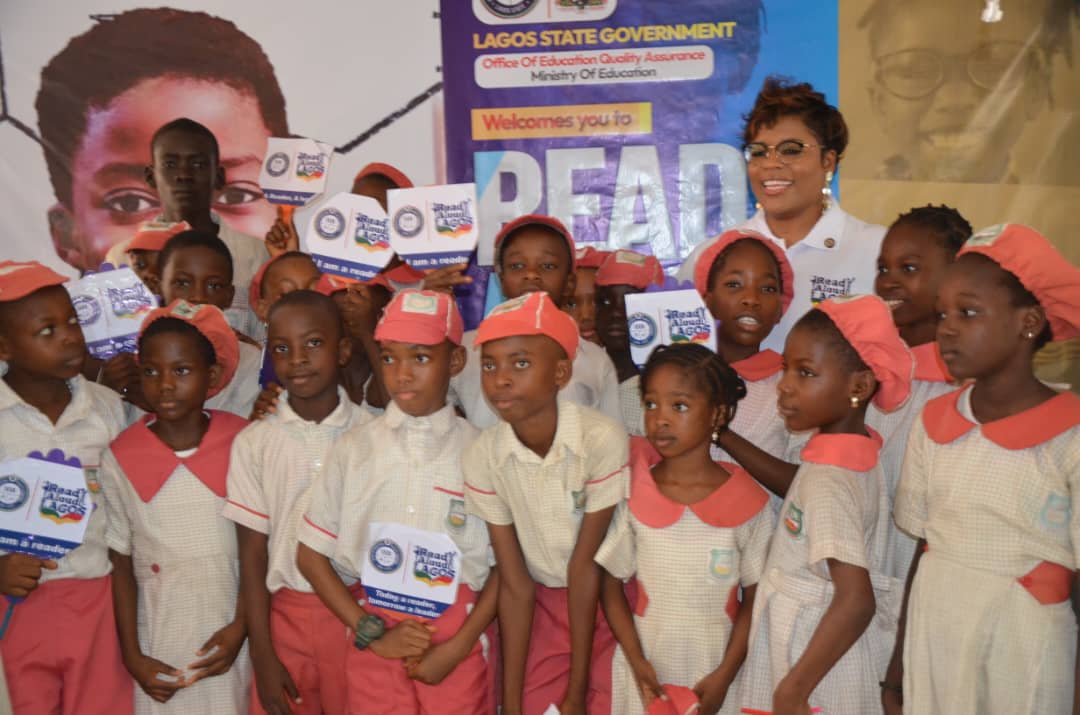 Seriki-Ayeni with school pupils