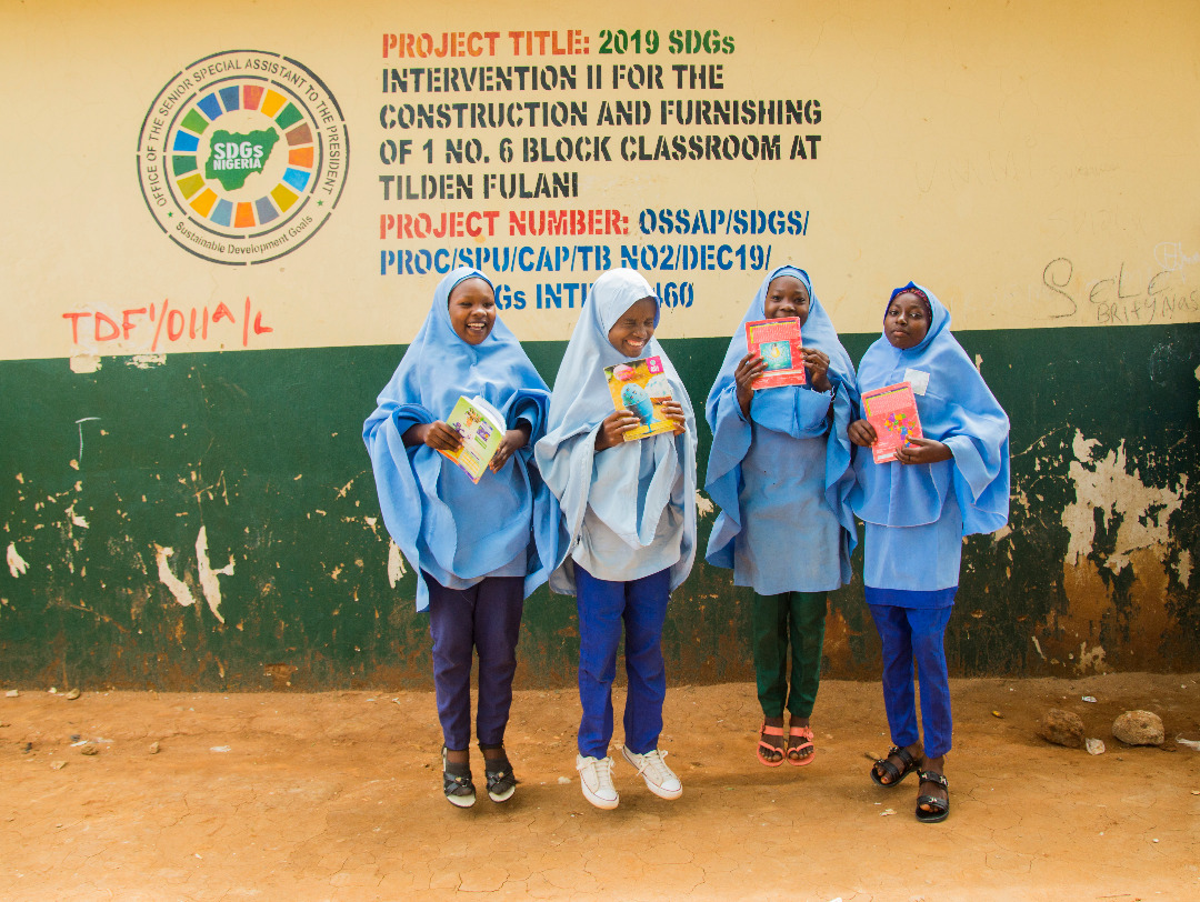 Pupils at one of the schools rehabilitated by OSSAP -SDGs