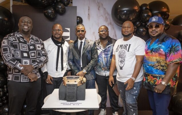 Sodiq Babatunde Rufai and his friends during the birthday bash