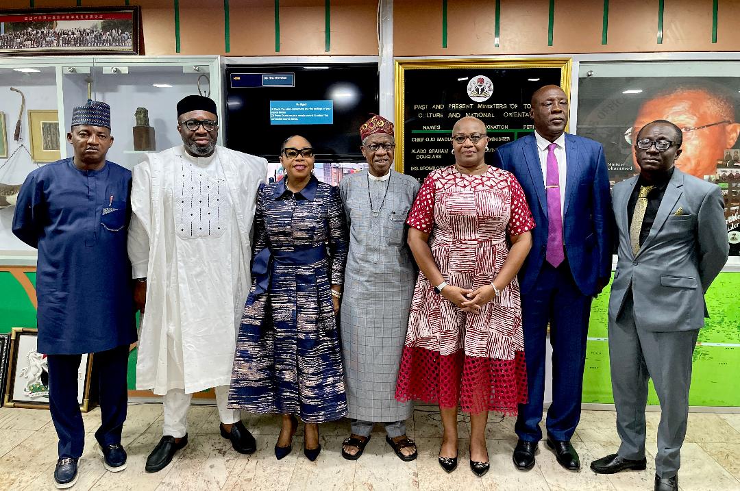 L-R: Director General, Advertising Regulatory Council of Nigeria, Dr. Olalekan Fadolapo; Mr. Idorenyen Enang; Chairperson of the Advertising Offences Tribunal, Honourable Justice Cecilia Olatoregun; Minister of Information and Culture, Alhaji Lai Mohammed Information; Mrs. Julia Oku Jack; Mr. Charles Odenigbo, and Mr. Moroof Aileru at the inauguration of members of the Advertising Offences Tribunal by the Minister in Abuja on Thursday