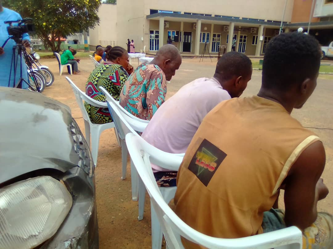 The suspects paraded