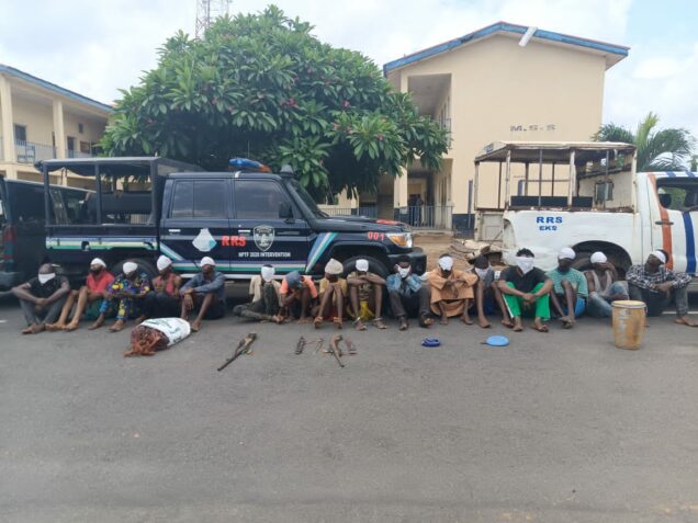 Notorious kidnappers, Abu Hassan, AKA Danger and Abubakar Sodiq, and other suspects arrested by police for terrorising residents of communities Ekiti State
