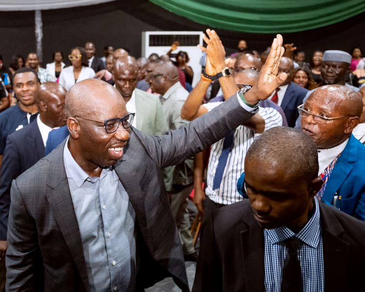 Obaseki with civil servants