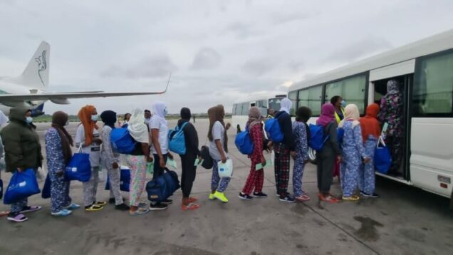 The Nigerians evacuated by National Emergency Management Agency (NEMA) on their return home on Wednesday