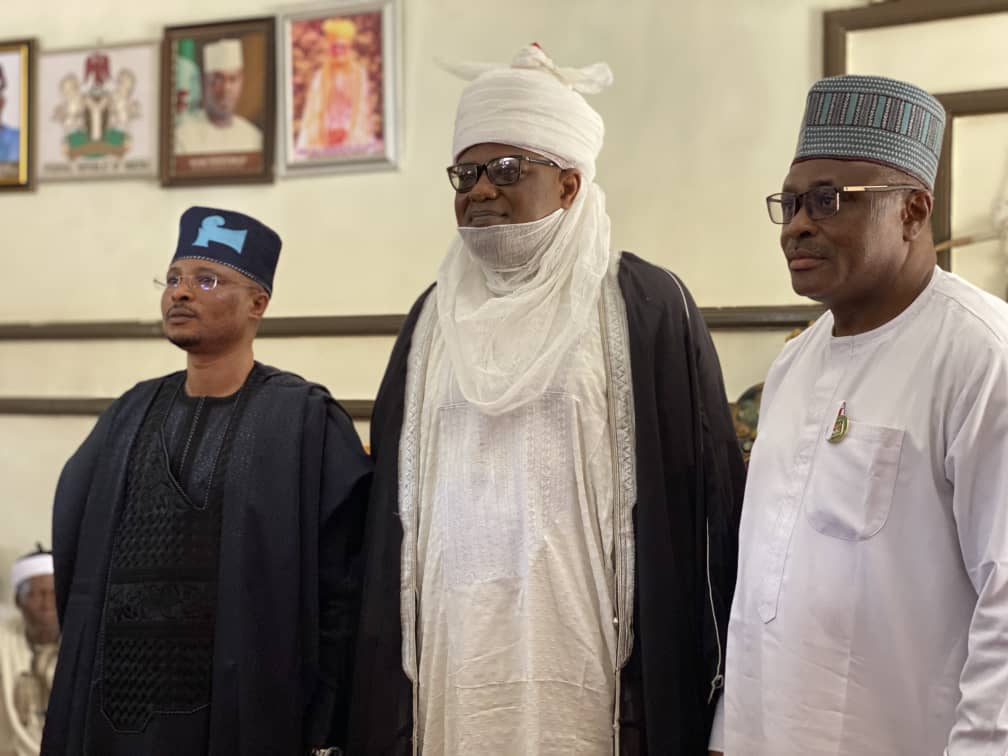 The African Democratic Congress ADC governorship candidate in Kogi State, Hon. Leke Abejide with his Running Mate Dr. Idris Omede paid a courtesy visit to the Ohimege of Igu-Kotonkarfe His Royal Majesty (HRM) Alhaji Abdulrazak Isa and received his royal blessings ahead of the Kogi State gubernatorial election.
