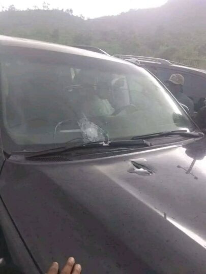 The vehicle of SDP governorship candidate Murtala Ajaka allegedly attacked by security operatives traveling with  Gov. Yahaya Bello