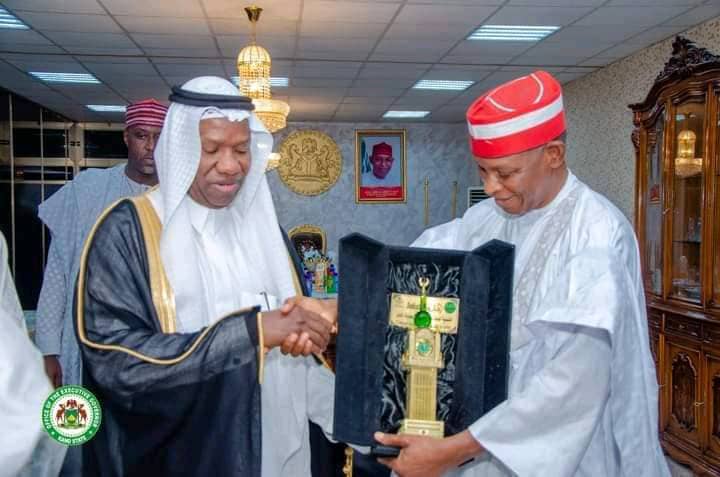 Kano Governor Abba Kabir Yusuf and the Saudi Arabian Consul in Kano ,His Excellency, Khalid Ahmad Al-adamawi during the visit