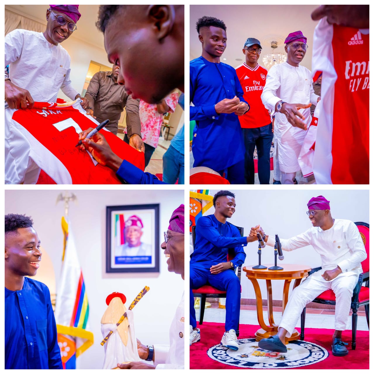 Gov. Sanwo-Olu hosts Arsenal star Bukayo Saka