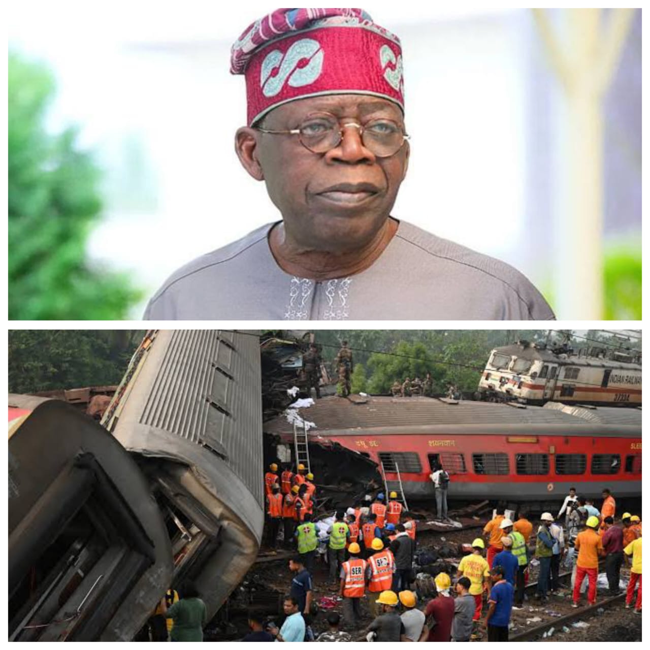 President Tinubu grieves with India as over 280 people die in train crash
