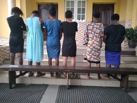 The  six pregnant teenagers rescued  from the baby factory   in Aluu community of Ikwere LGA of Rivers State.  