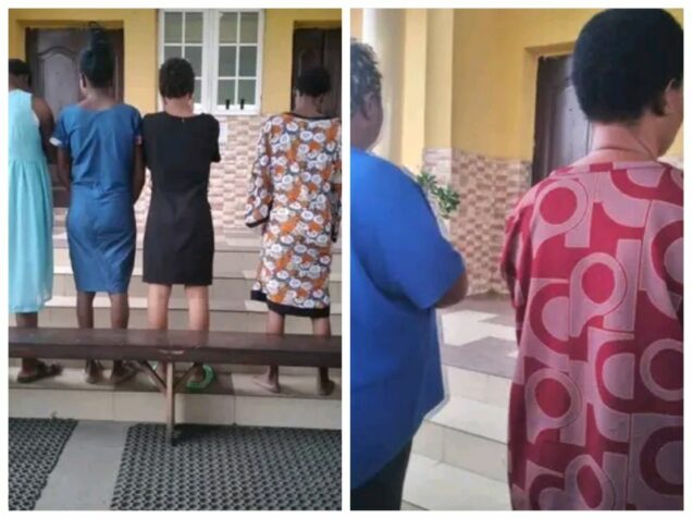 Right to Left: The two suspected operators of baby factory and the rescue six pregnant teenagers in Aluu community of Ikwere LGA of Rivers State.