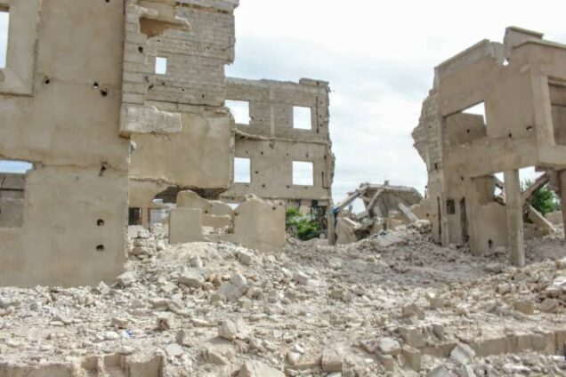 Debris of a demolished buildings at Daula hotel in the Eid playing ground in Kano collapses killing two scavengers and injuring 3 others