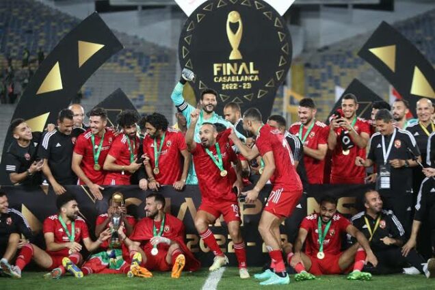 Al Ahly players celebrate record extending 11th CAF Champions League title