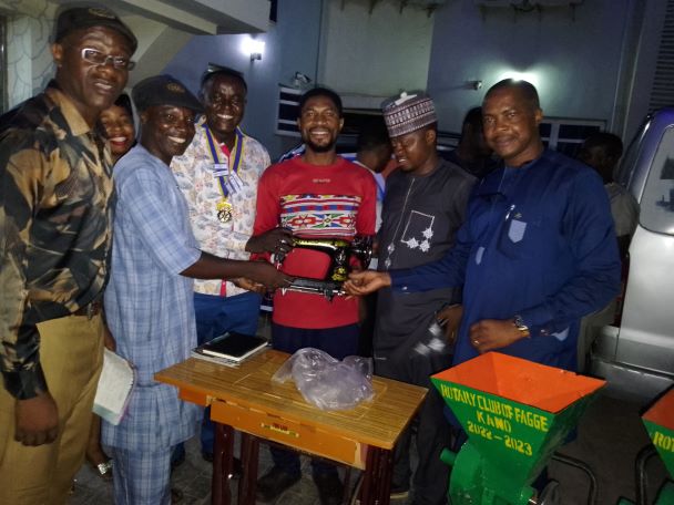 One of the beneficiaries of the Rotary Club of Fagge, Kano empowerment doled out at its 2023 Projects and Awards programme.