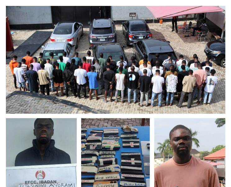 Massive harvest: EFCC crushes ex-convict, 54 internet fraudsters in Oyo