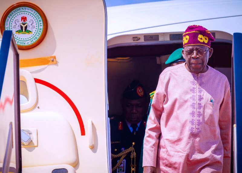 Tinubu lands in Abuja from Kenya