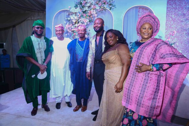 MC Hardvantage, CP Owoseni, IGP Kayode Egbetokun and his wife with newly wedded couple