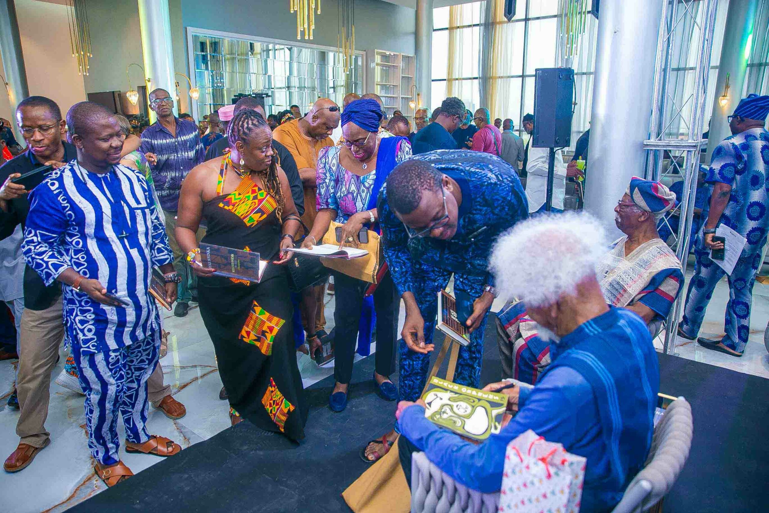 Prof Wole Soyinka at the book signing after the event