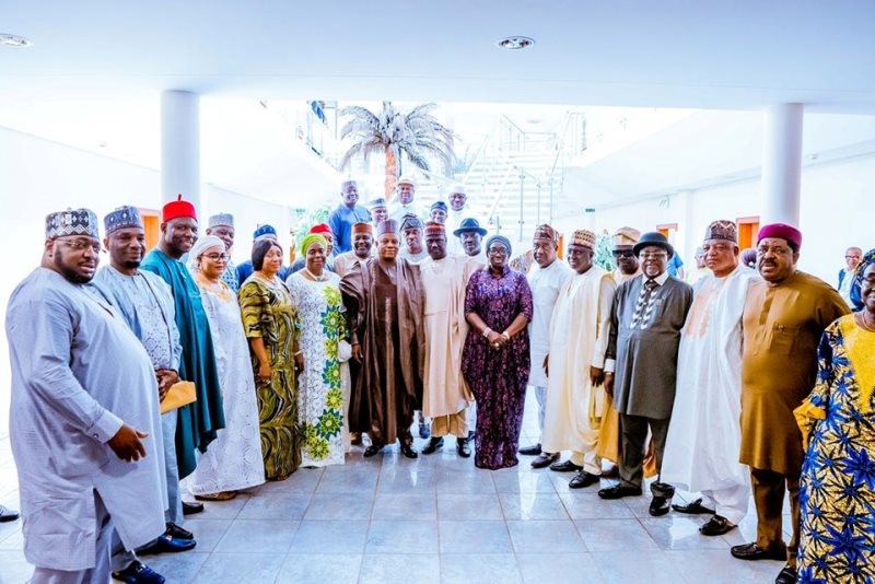 Shettima begs former Senators to rally support for Tinubu