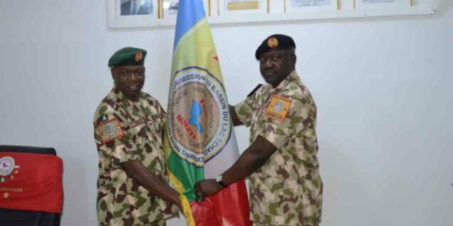 Maj.-Gen. Ibrahim Ali  taking over as the  Force Commander, Multi National Joint Task Force (MNJTF). from Maj. Gen. Gold Chibusi, at the Headquarters in N’djamena, Chad Republic.