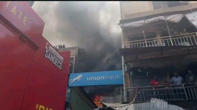 fire guts storey-building in Ibadan